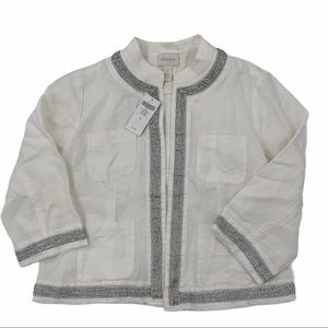Chico's Metallic Trimmed Linen Jacket, Chico's Size 1 (Women's size 8) NWT